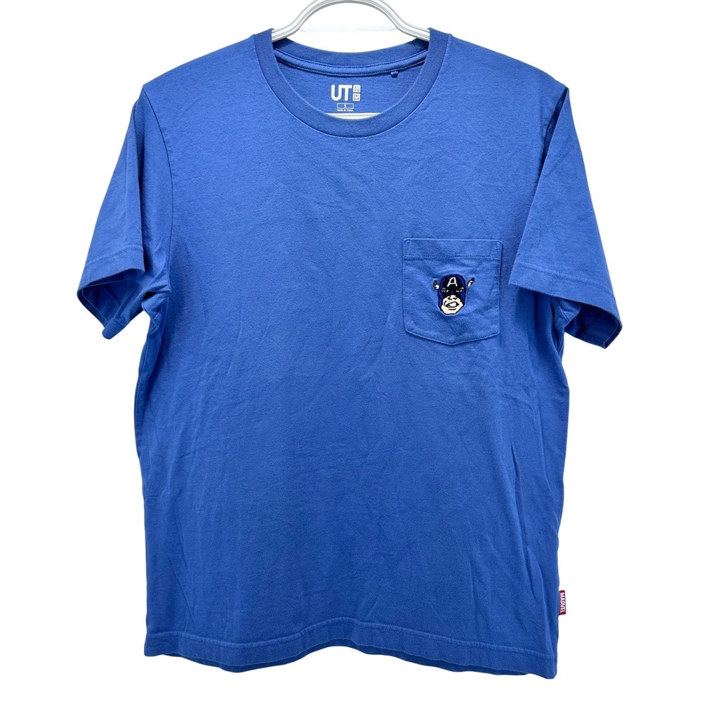 Marvel Captain America x Jason‎ Polan UT Uniqlo Blue Graphic T-Shirt Size Small